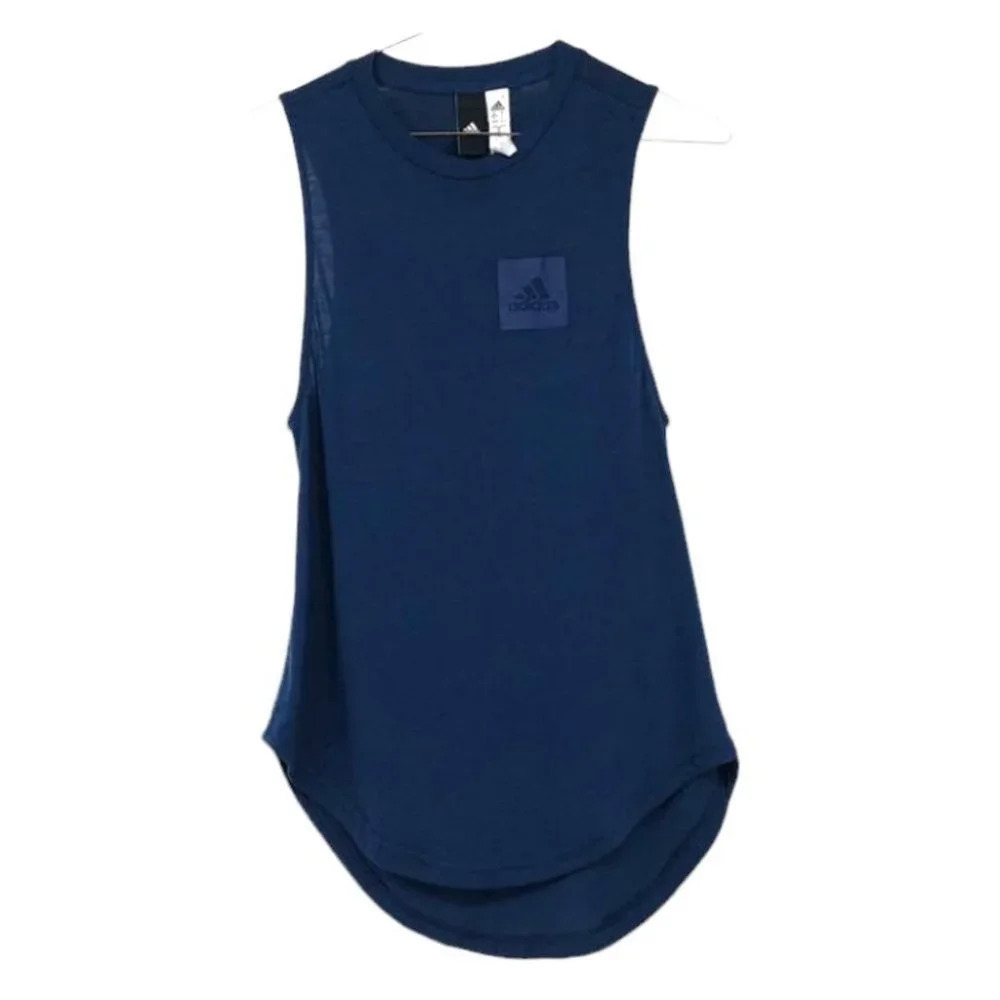 Adidas Navy  Blue muscle tank top tie died draped back SP